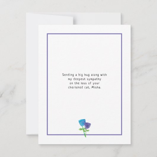 ペットの悔やみや弔慰フローラを失ってごめんなさいかわいらし カード (裏面)
