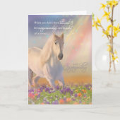 ペットの悔やみや弔慰ロスの馬の虹の白馬 カード (黄色い花)