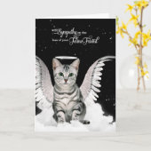 ペットの悔やみや弔慰ロストオブアキャット虎猫天使 カード (黄色い花)