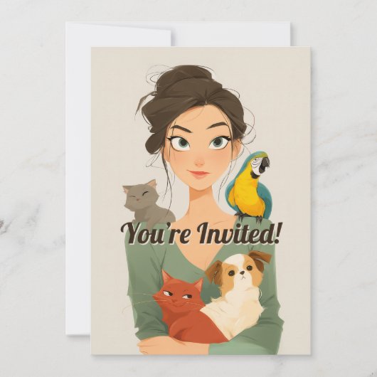 ペットの愛に満ちたあたたかな肖像 招待状 (正面)