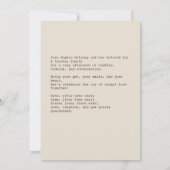 ペットの愛に満ちたあたたかな肖像 招待状 (裏面)