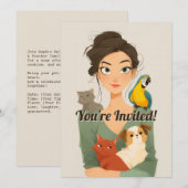 ペットの愛に満ちたあたたかな肖像 招待状 (正面/裏面)