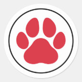 ペットの愛好家のための赤い肉球ホリデー ラウンドシール (正面)