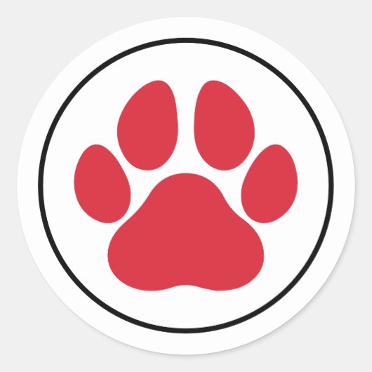 ペットの愛好家のための赤い肉球ホリデー ラウンドシール (正面)