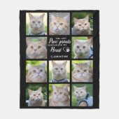 ペットの愛猫のハートカスタムに足跡 フリースブランケット (正面)