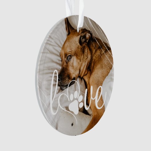 ペットの愛 | Paw印刷ハートスクリプト引用文写真 オーナメント (正面)