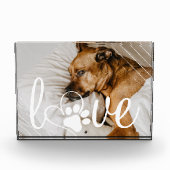ペットの愛 | Paw印刷ハートスクリプト引用文写真 フォトブロック (正面)
