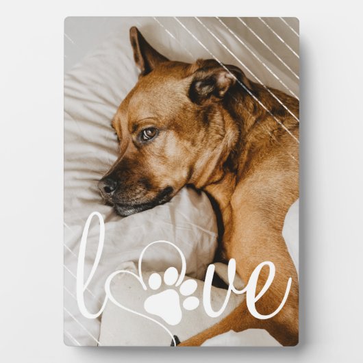 ペットの愛 | Paw印刷ハートスクリプト引用文写真 フォトプラーク (正面)