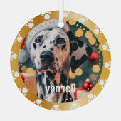 ペットの手がペットパーソナライズされたの名前の写真をプリント ガラスオーナメント (裏面)