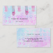 ペットの手の紫色の青いパターン 名刺 (正面/裏面)