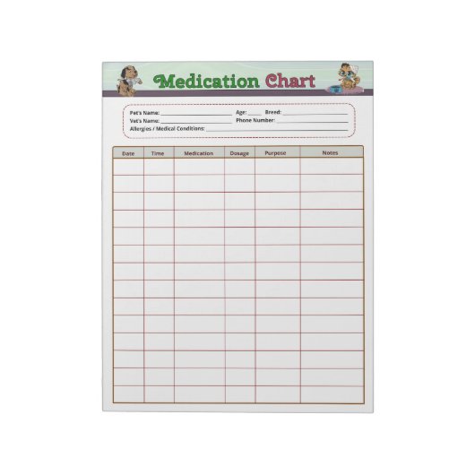 ペットの投薬 ノートパッド (回転)