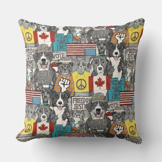 ペットの抗議 クッション (正面)