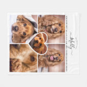 ペットの損失の贈り物 – ドッグキャットフォトコラージグリッド&ハート フリースブランケット (正面(横))