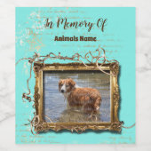 ペットの損失メモリ |ヴィンテージフォトフレームターコイズ ワインラベル (シングルラベル)