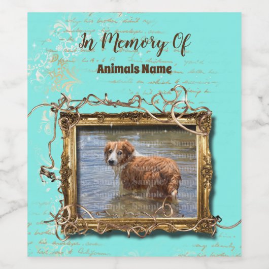 ペットの損失メモリ |ヴィンテージフォトフレームターコイズ ワインラベル (シングルラベル)