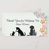 ペットの救助感謝の支持者 サンキューカード (正面/裏面)