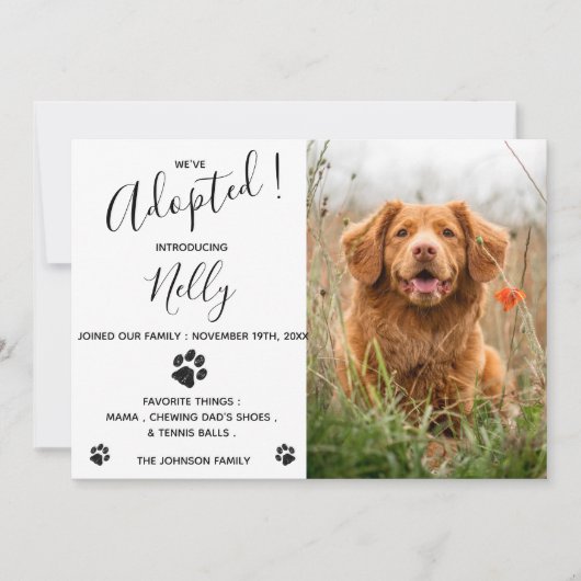 ペットの新しい告知を採用 招待状 (正面)