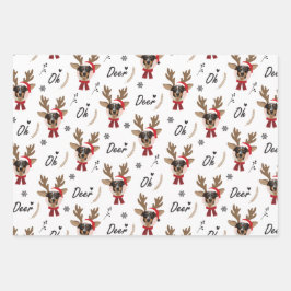 ペットの星 |カスタム顔トナカイのクリスマス ラッピングペーパーシート