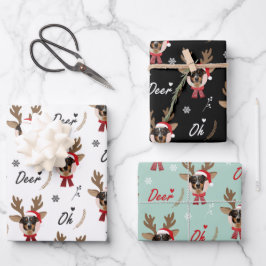 ペットの星 |カスタム顔トナカイのクリスマス ラッピングペーパーシート