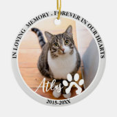 ペットの死の猫パーソナライズされたの写真 セラミックオーナメント (正面)