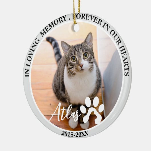 ペットの死の猫パーソナライズされたの写真 セラミックオーナメント (左)