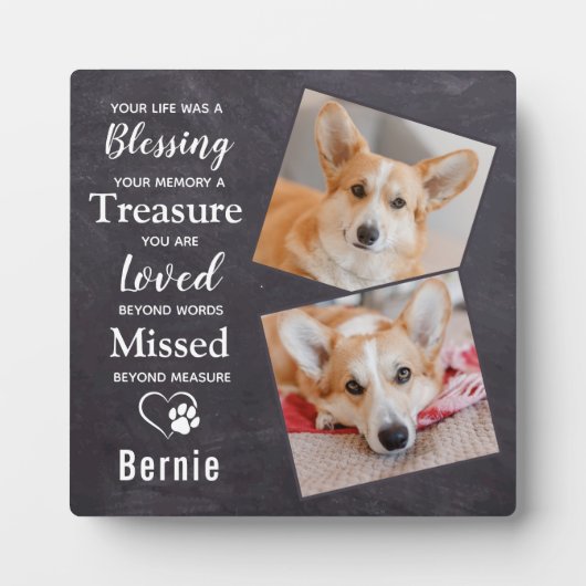 ペットの死を記念したペットパーソナライズされた写真 フォトプラーク (正面)