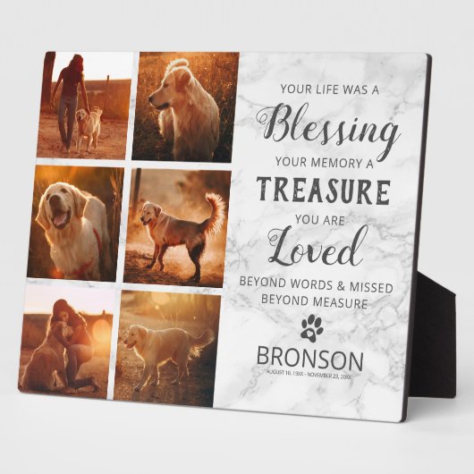 ペットの死 - 犬のメモリアル写真コラージュ フォトプラーク (側面)