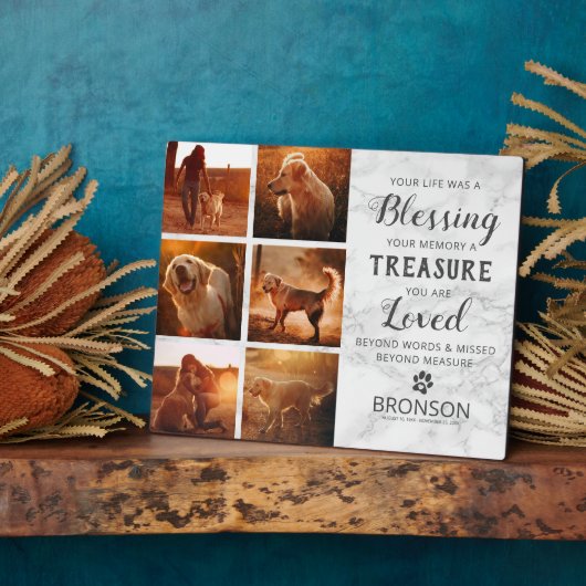 ペットの死 - 犬のメモリアル写真コラージュ フォトプラーク (側面)