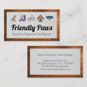 ペットの気にアイコン | 革と木材 名刺 (正面/裏面)