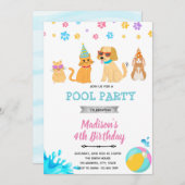 ペットの海プールパーティーご招待 招待状 (正面/裏面)