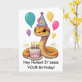 ペットの爬虫類からの面白いヘビの誕生日祝い #2 カード (黄色い花)