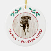 ペットの犬のメモリアルクリスマス写真 セラミックオーナメント (正面)