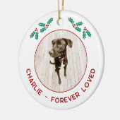 ペットの犬のメモリアルクリスマス写真 セラミックオーナメント (左)
