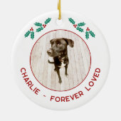 ペットの犬のメモリアルクリスマス写真 セラミックオーナメント (裏面)