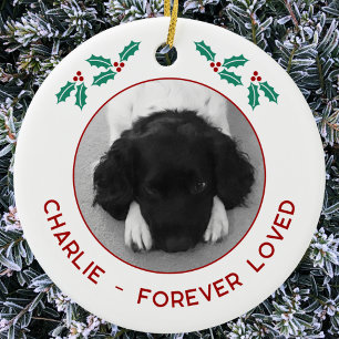 ペットの犬のメモリアルクリスマス写真 セラミックオーナメント