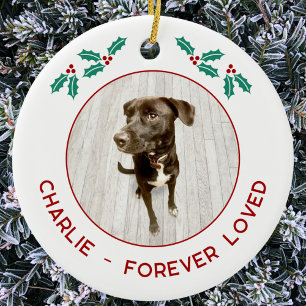ペットの犬のメモリアルクリスマス写真 セラミックオーナメント