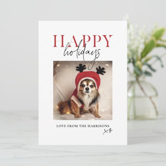 ペットの犬の写真とメッセージを飾るクリスマスカード シーズンカード (スタンド正面)