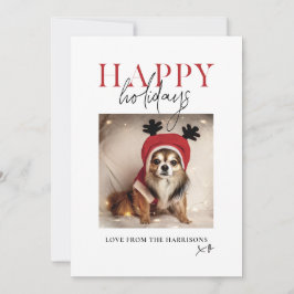 ペットの犬の写真とメッセージを飾る ミニマルなクリスマスカード シーズンカード