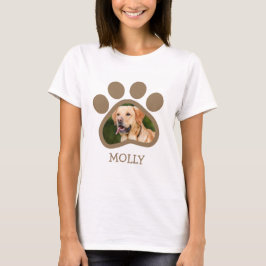 ペットの犬の写真と肉球のデザイン Tシャツ