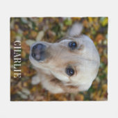 ペットの犬の写真をカスタマイズ フリースブランケット (正面(横))