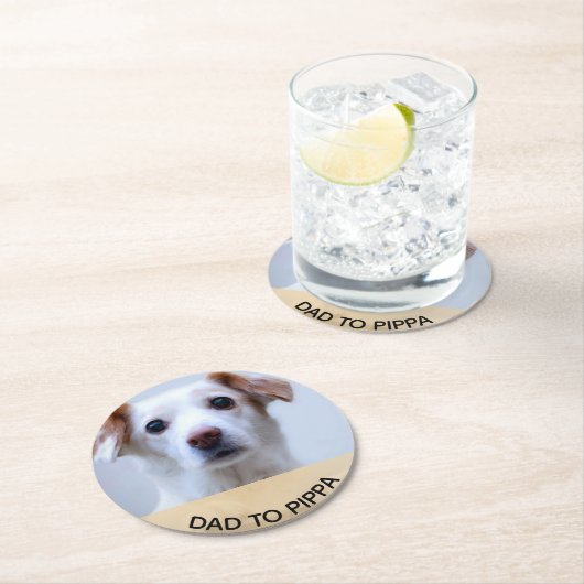 ペットの犬の写真を作パーソナライズされたる ラウンドペーパーコースター (インサイチュ)