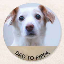 ペットの犬の写真を作パーソナライズされたる ラウンドペーパーコースター