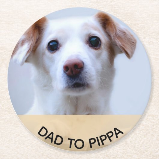 ペットの犬の写真を作パーソナライズされたる ラウンドペーパーコースター (正面)