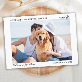 ペットの犬の写真を使ったモダンな結婚式のエンゲージメントカード 案内状