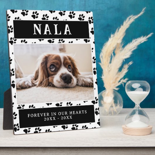 ペットの犬の写真 足跡 追悼 ペットの死を記念する フォトプラーク (側面)