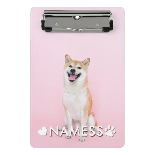 ペットの犬の名前と写真入りカスタムフォト ミニクリップボード (正面)