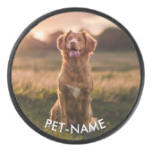 ペットの犬の名前の写真入りカスタムグッズ アイスホッケーパック (正面)