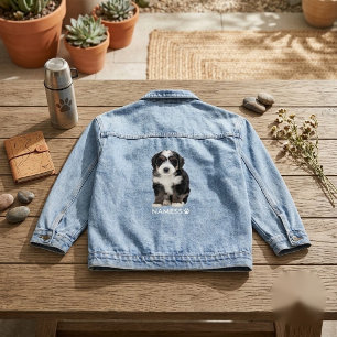 ペットの犬の名前の写真入りカスタムグッズ デニムジャケット