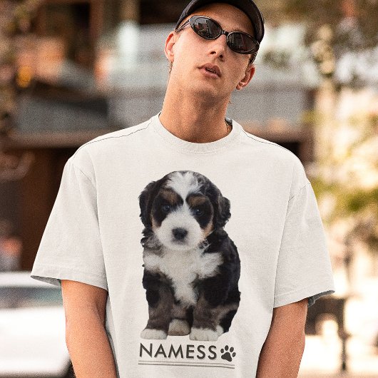 ペットの犬の名前の写真入りカスタムグッズ Tシャツ