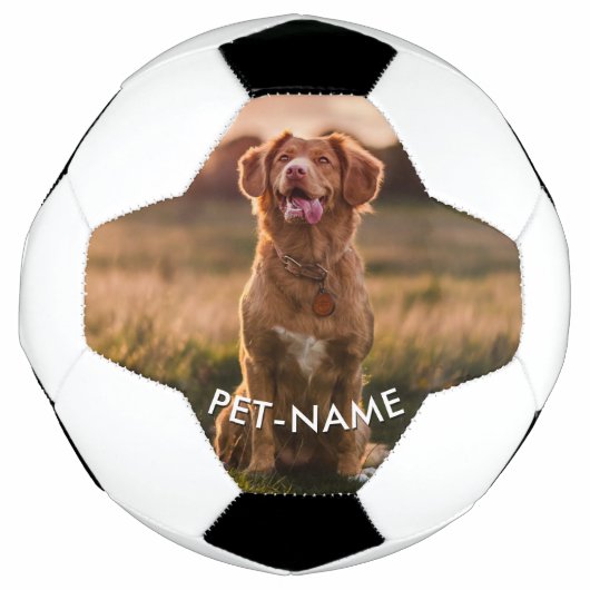 ペットの犬の名前の写真入りカスタムフォト サッカーボール (正面)